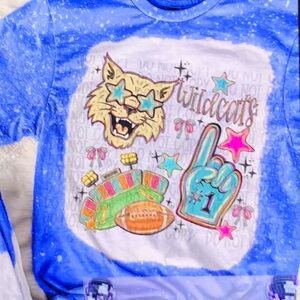 Wildcats Blue Bleached Tshirt Small-3X